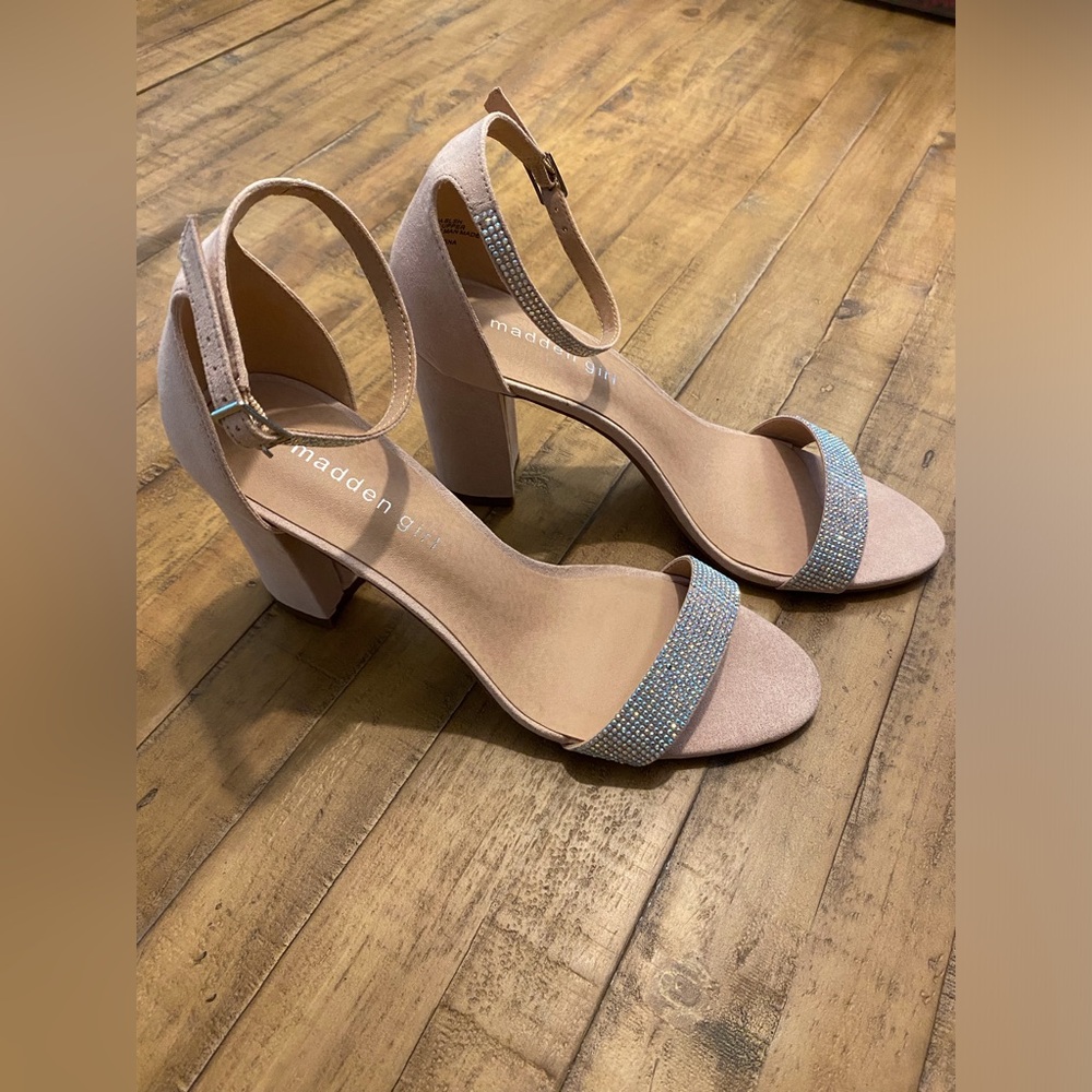 Madden Girl blush heels with AB rhinestones size 8.5